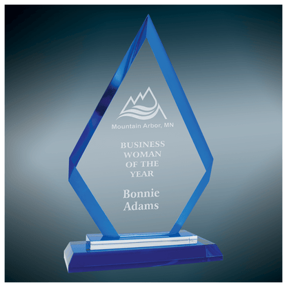 Diamond Regal Glass Award - Blue - Awards & More #