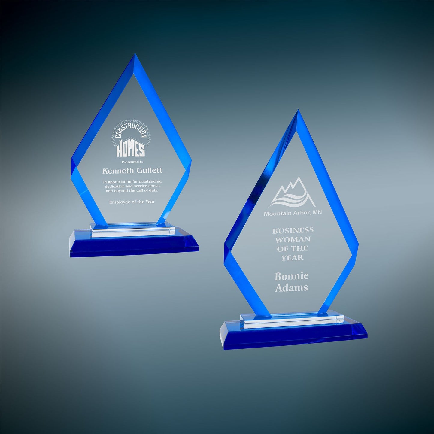 Diamond Regal Glass Award - Blue - Awards & More #