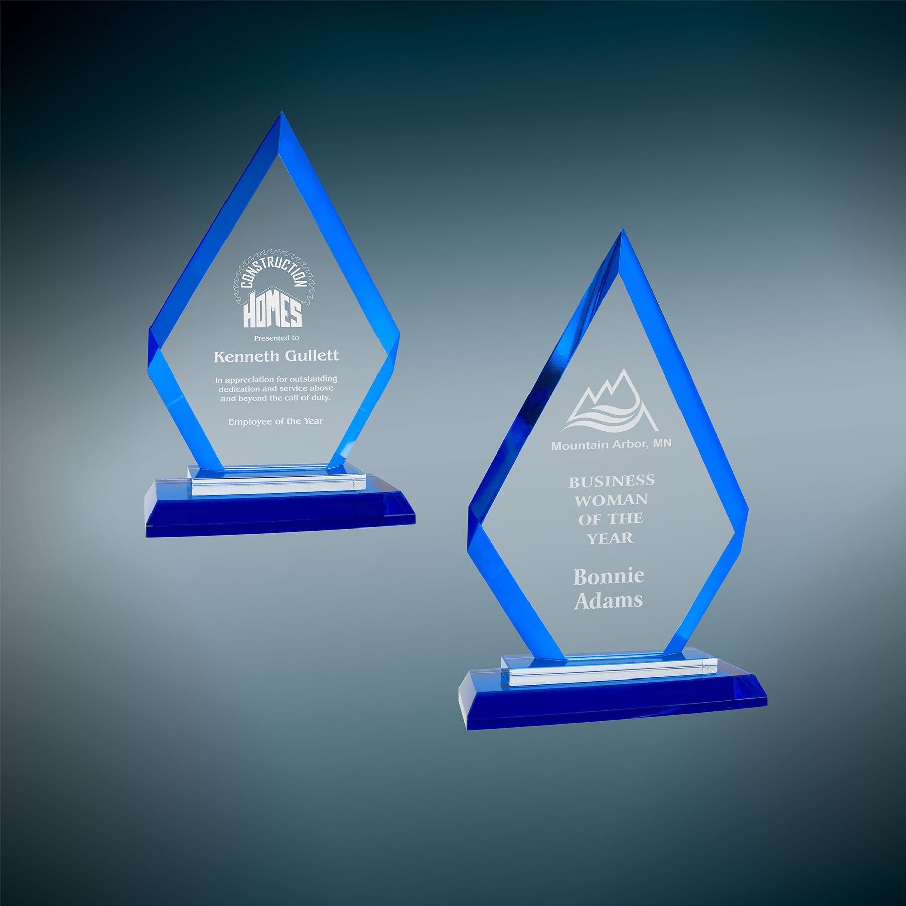 Diamond Regal Glass Award - Blue - Awards & More #