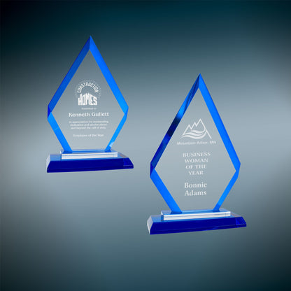 Diamond Regal Glass Award - Blue - Awards & More #