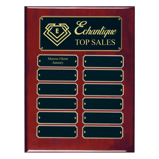 Recognition Perpetual Plaque - Rosewood Piano Finish and Black Brass