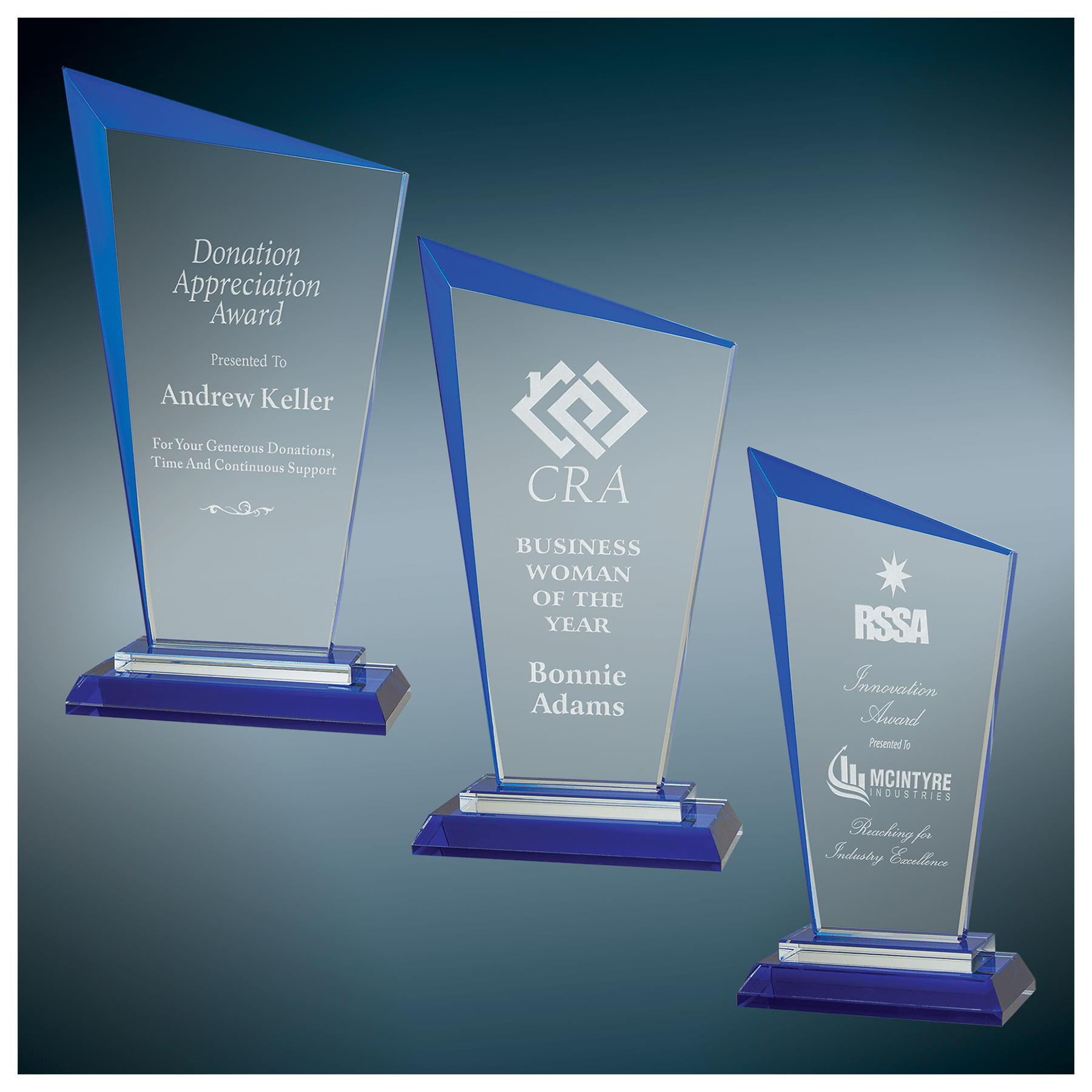 Razor Glass Award - Blue - Awards & More #