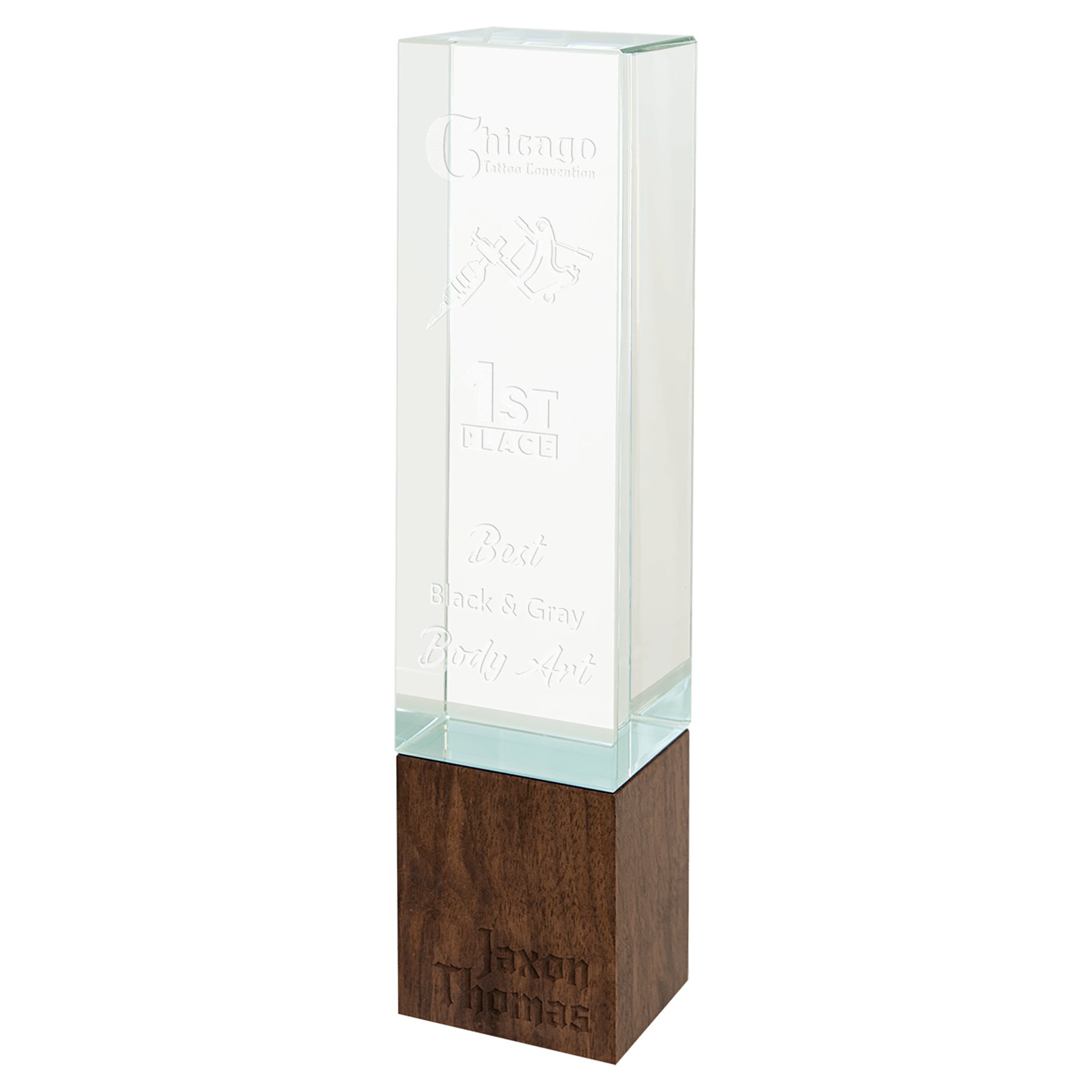 Rectangle Sierra Glass with Walnut Base - Awards & More #
