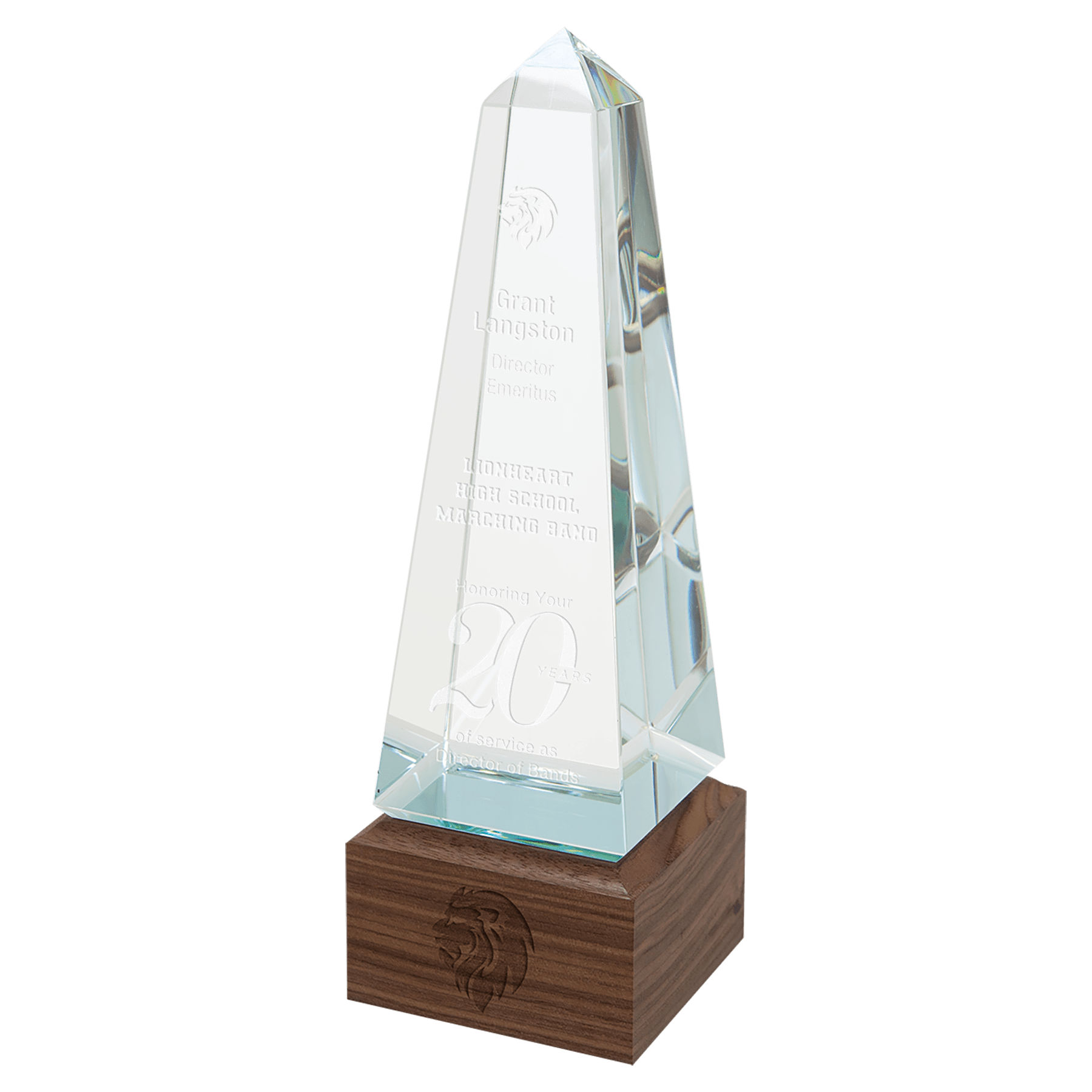 Obelisk Sierra Glass with Walnut Base - Awards & More #