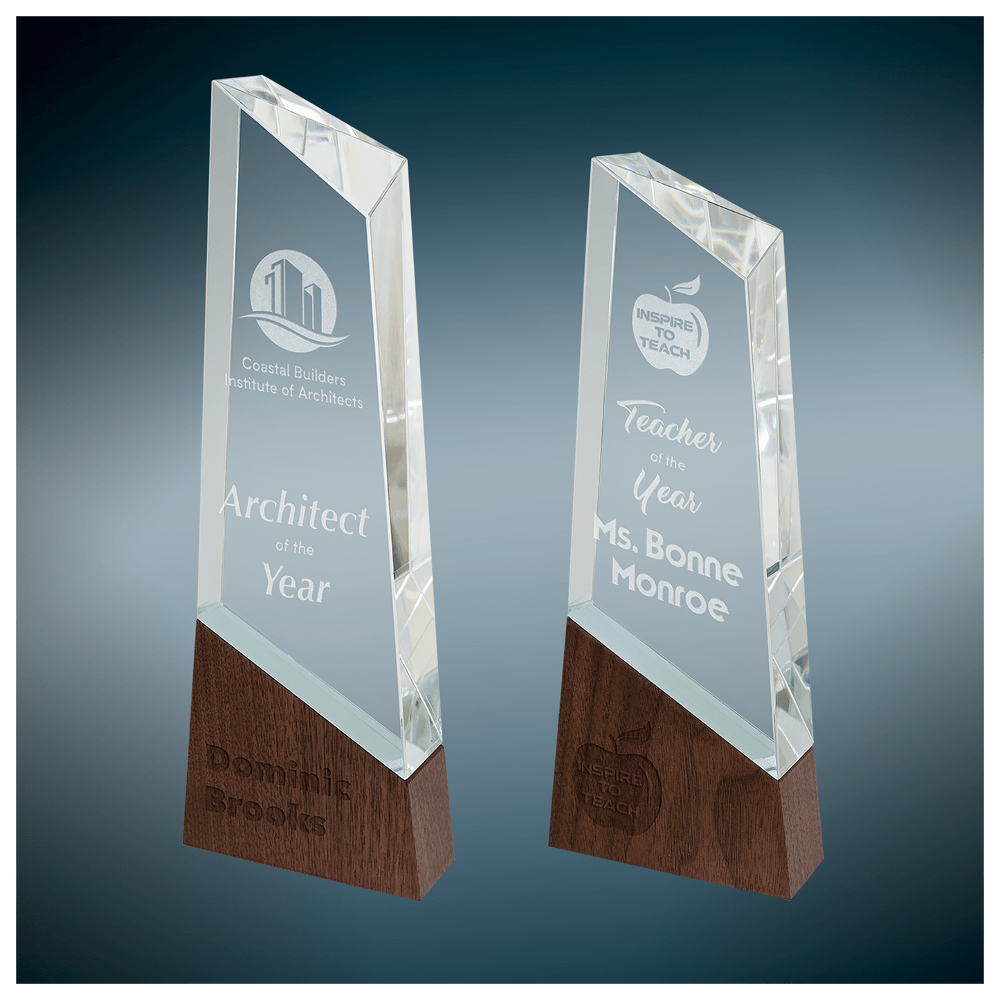 Peak Sierra Glass with Walnut Base - Awards & More #