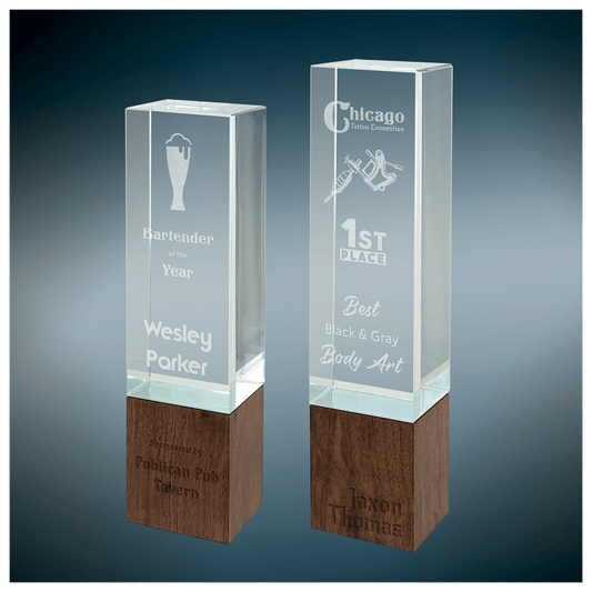 Rectangle Sierra Glass with Walnut Base - Awards & More #