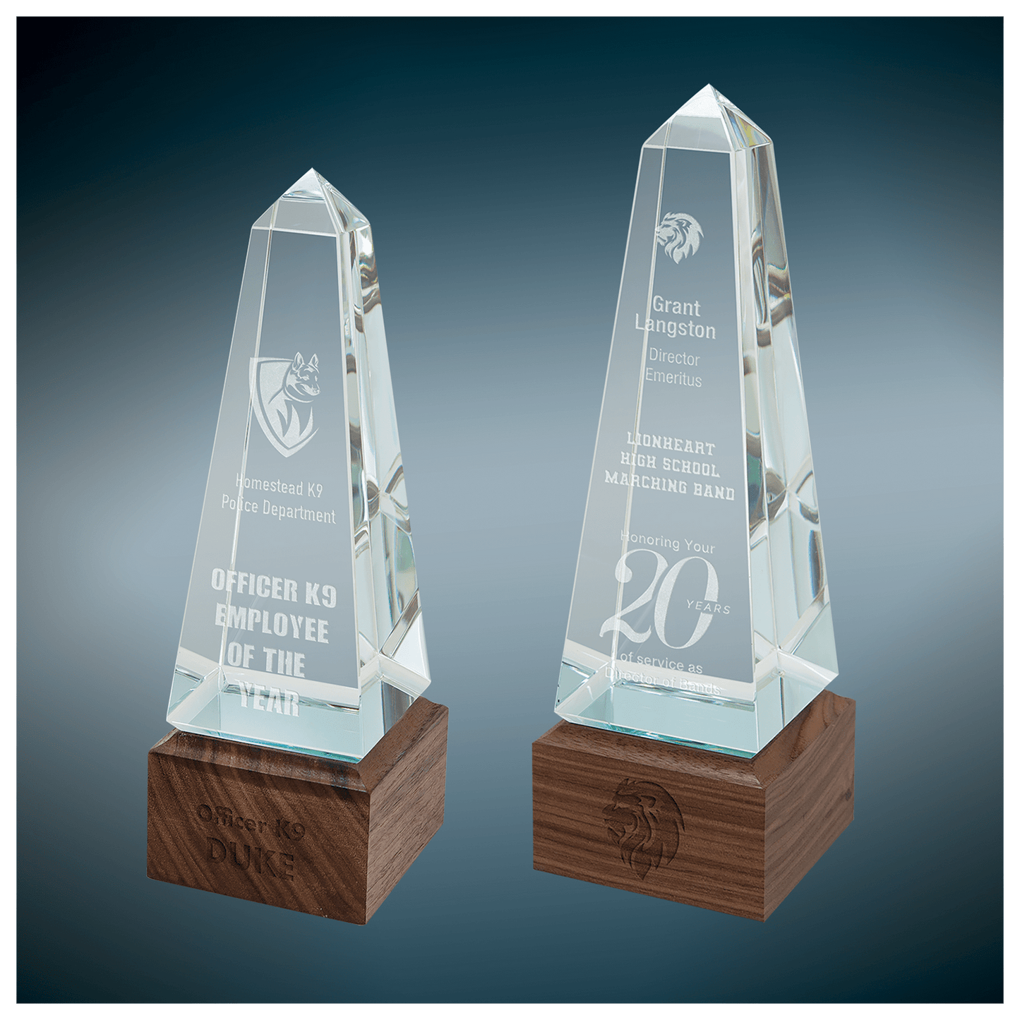 Obelisk Sierra Glass with Walnut Base - Awards & More #