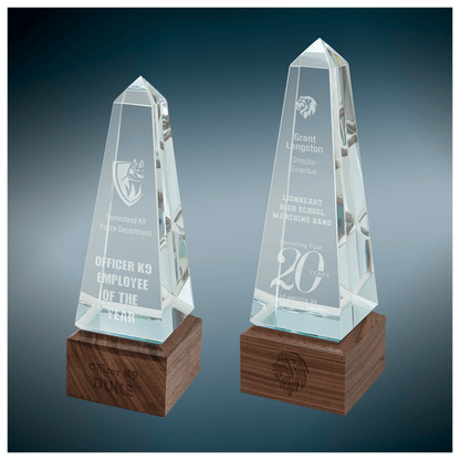 Obelisk Sierra Glass with Walnut Base - Awards & More #