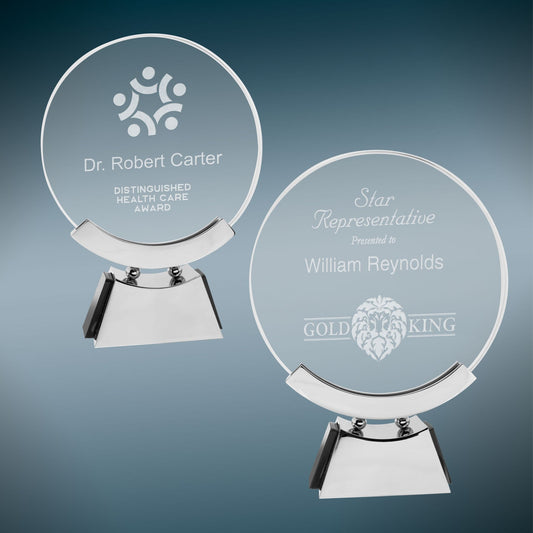 Round Voyager Glass with Base - Silver/Black - Awards & More #