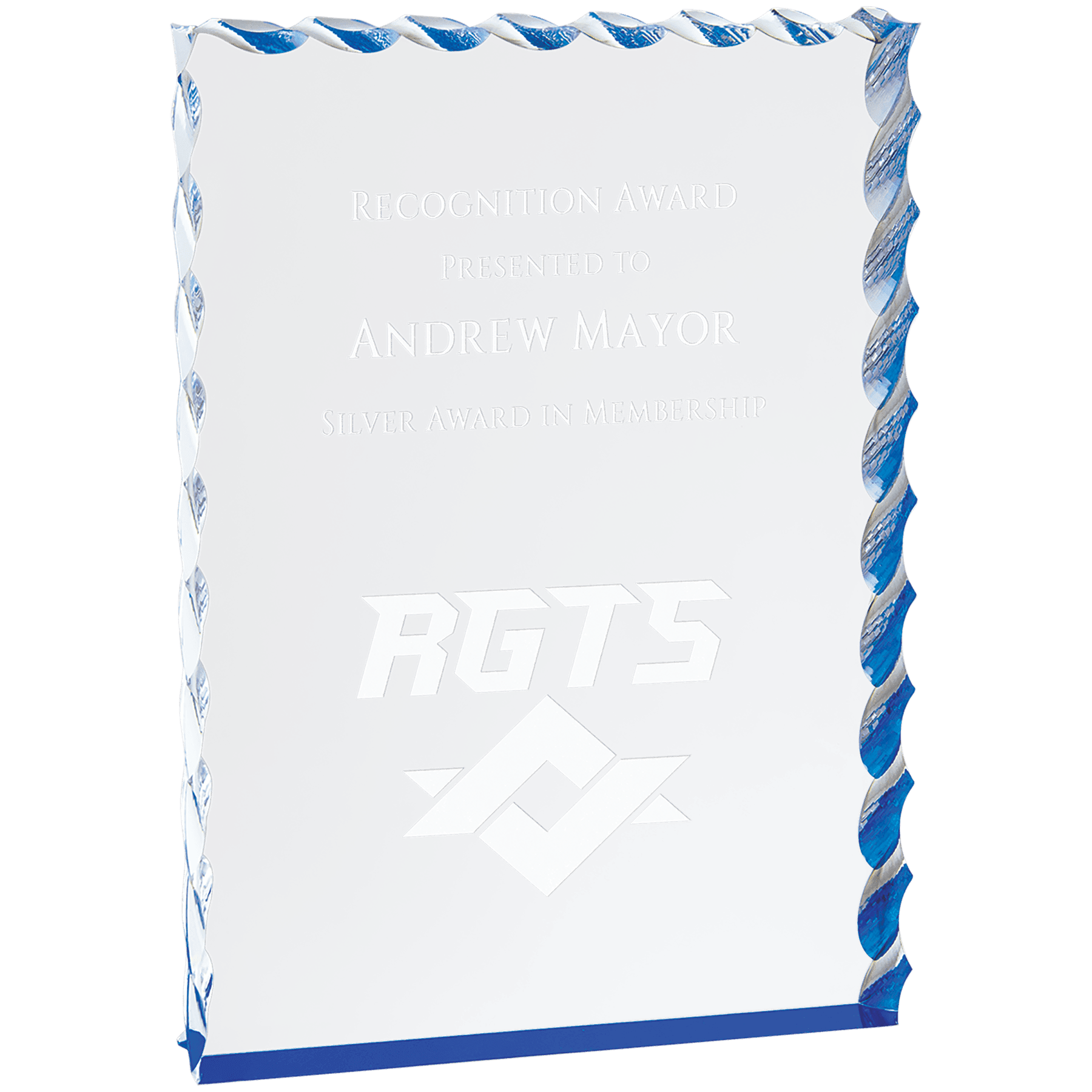 Wave Edge Acrylic Award - Blue - Awards & More #