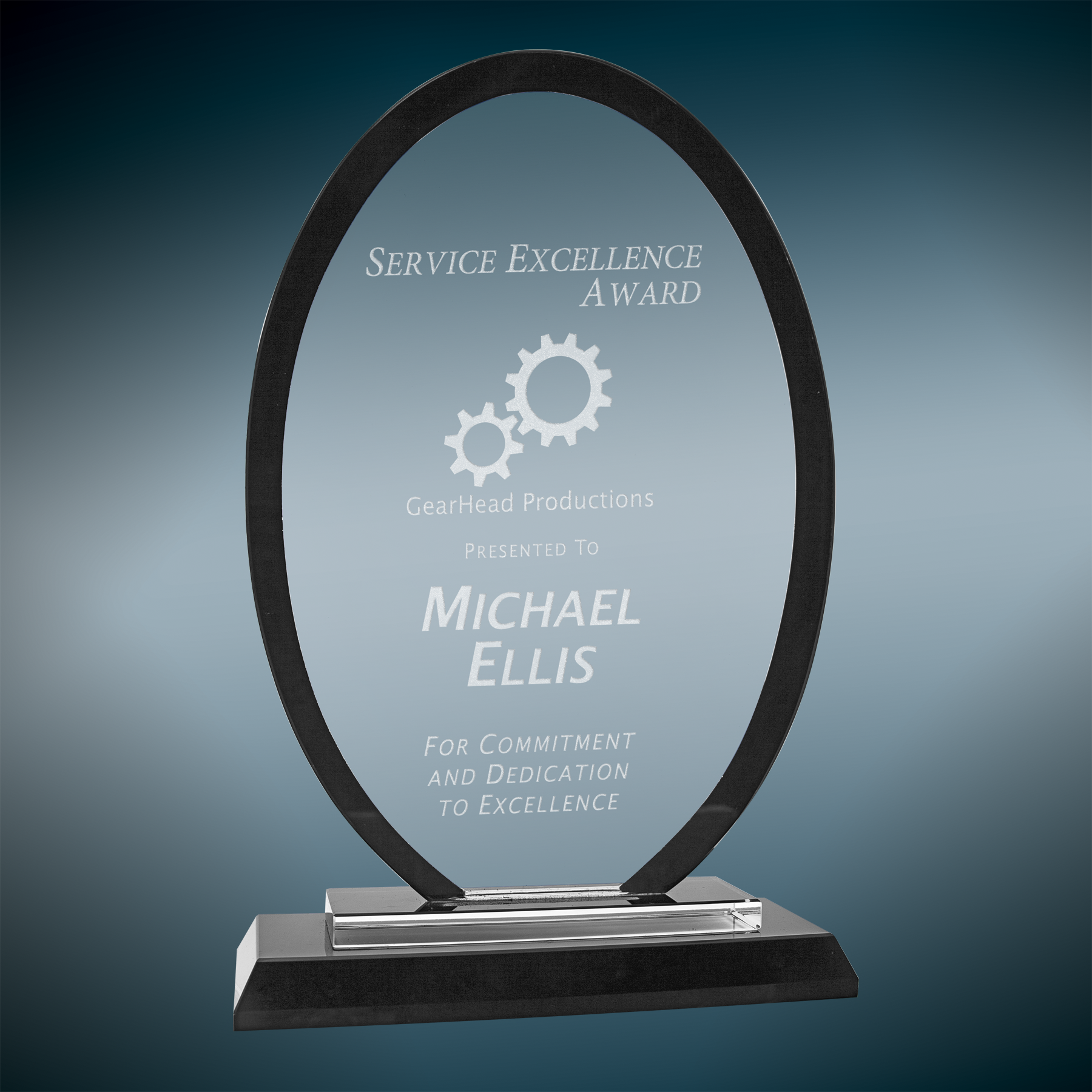 Oval Regal Glass - Black - Awards & More #